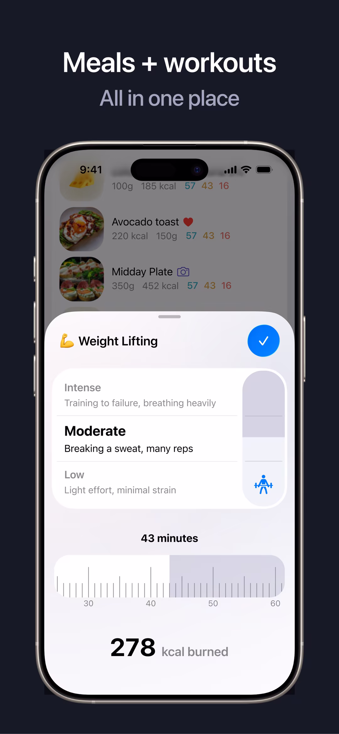 Meals + workouts